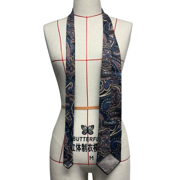 Vintage Christian Dior Mens Paisley Printed Neck Tie - Picture 8 of 8